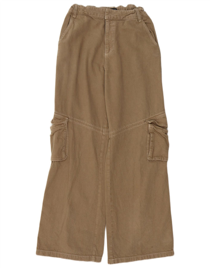 ZARA Womens Wide Leg Cargo Trousers Small W26 L31 Beige