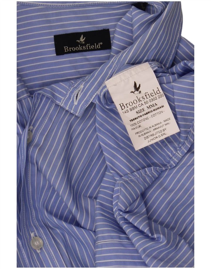 Brooksfield Mens Shirt Medium Blue Pinstripe Cotton Classic
