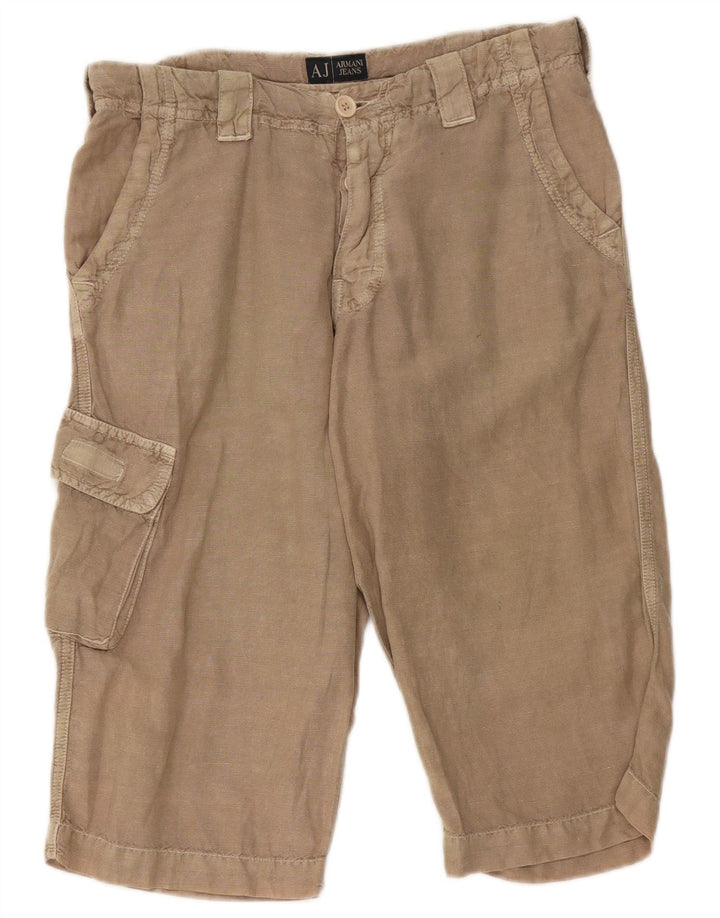 Armani Mens Cargo Bermuda Shorts W29 Small Beige Linen