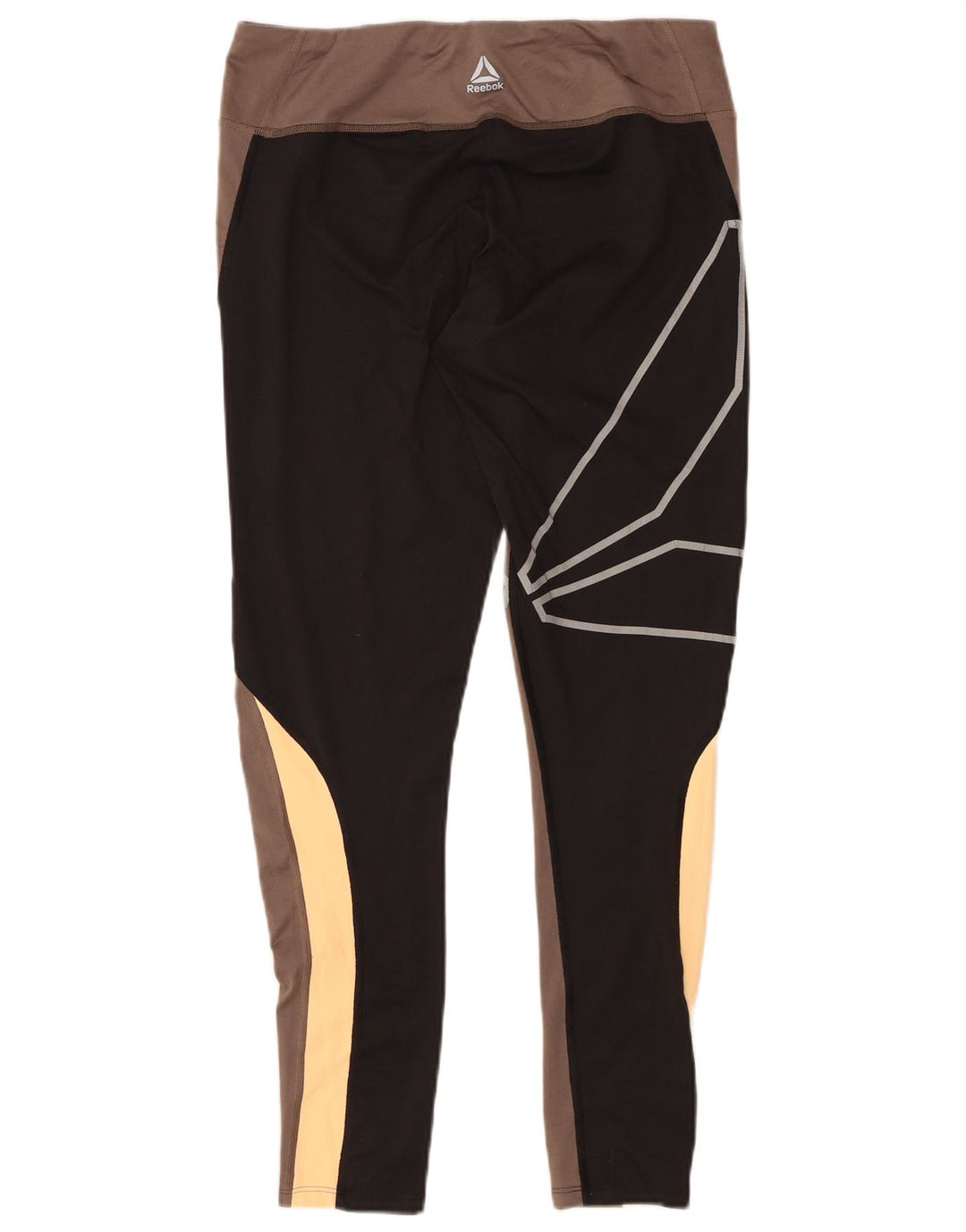 REEBOK Womens Graphic Leggings UK 12/14 Medium  Grey Colourblock Polyester