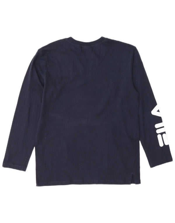 Fila Boys Graphic Top Long Sleeve 13-14 Years Navy Blue Cotton