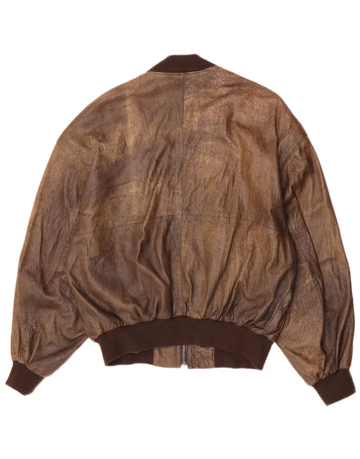 Stadler Mens Leather Bomber Jacket EU 40 Large Brown