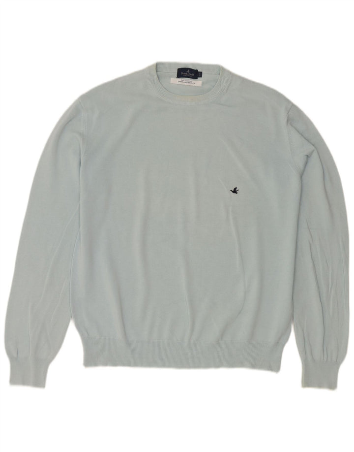 Brooksfield Mens Crew Neck Jumper Sweater IT 48 Medium Blue