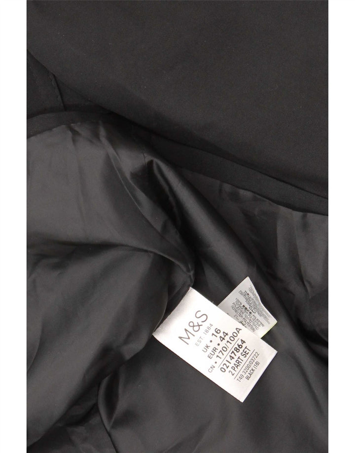 Marks & Spencer Womens Trench Coat UK 16 Large Black Polyester