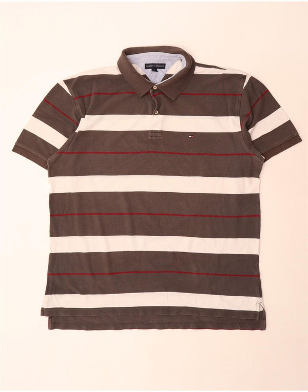 Tommy Hilfiger Mens Polo Shirt 2XL Grey Striped