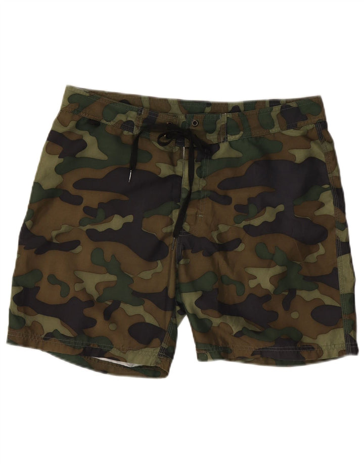 SUNDEK Mens Swimming Shorts Medium  Khaki Camouflage Polyester