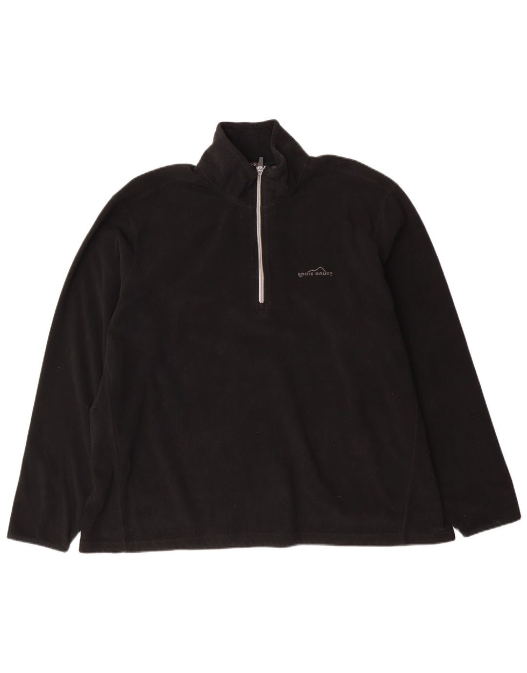 Eddie Bauer Mens Zip Neck Fleece Jumper 2XL Black Polyester