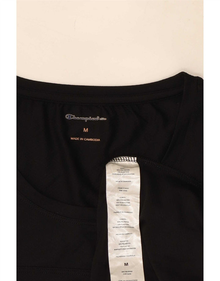Champion Womens Graphic T-Shirt Top UK 12 Medium Black Polyester