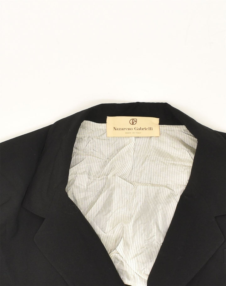 NAZARENO GABRIELLI Womens 1 Button Blazer Jacket UK 18 XL Black Polyester | Vintage Nazareno Gabrielli | Thrift | Second-Hand Nazareno Gabrielli | Used Clothing | Messina Hembry 