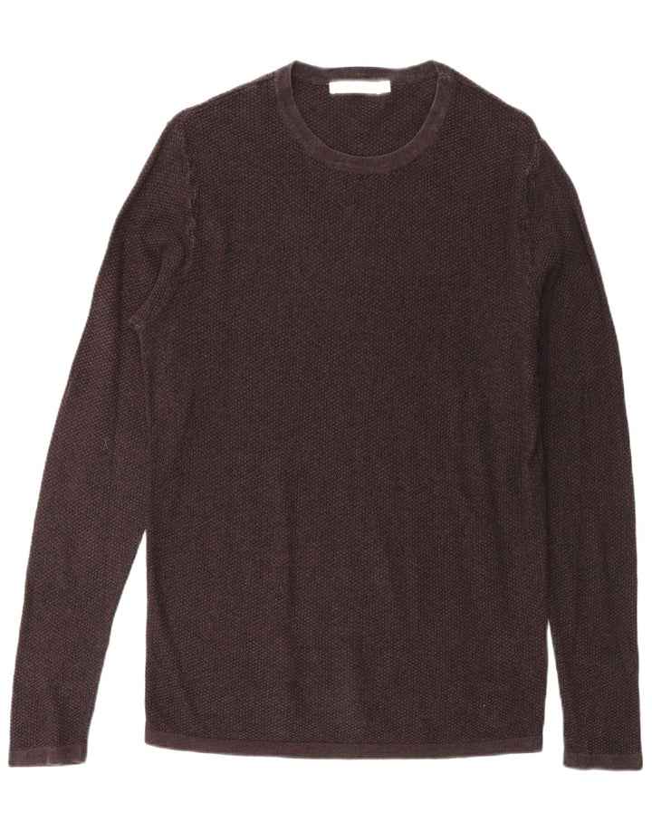JACK & JONES Mens Top Long Sleeve Small Burgundy Cotton