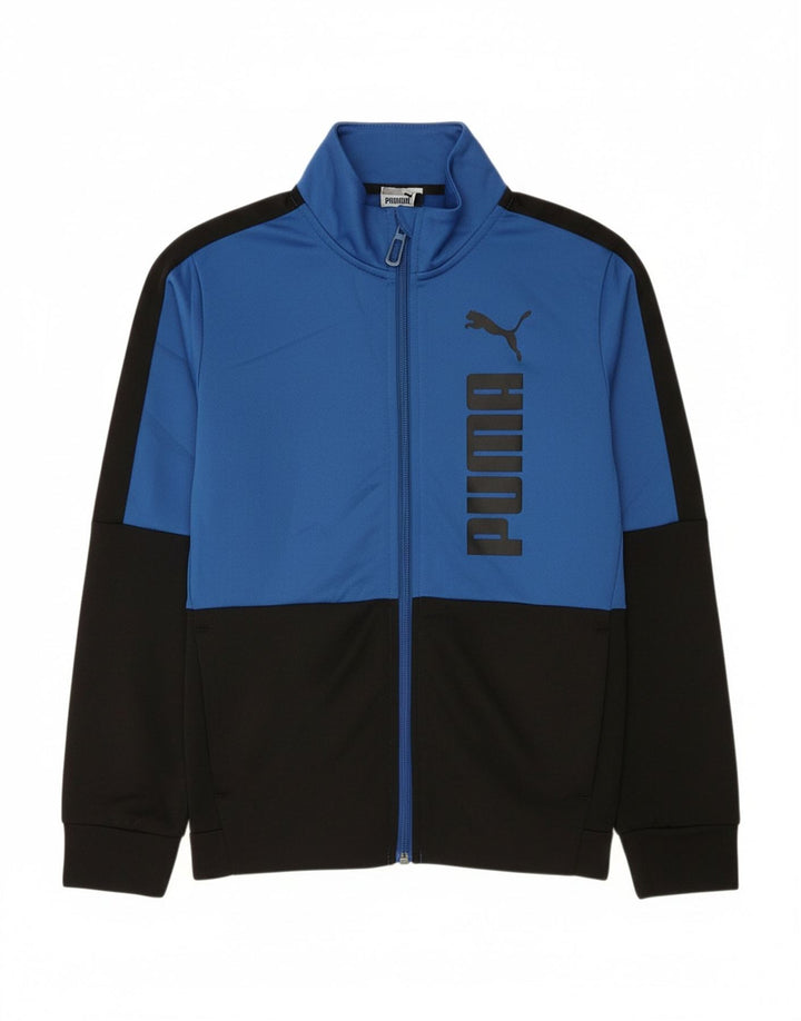 Puma Boys Graphic Tracksuit Top Jacket 9-10 Years Blue Colourblock