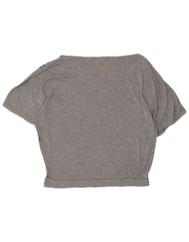 Desigual Womens Graphic T-Shirt Top UK 14 Medium Grey