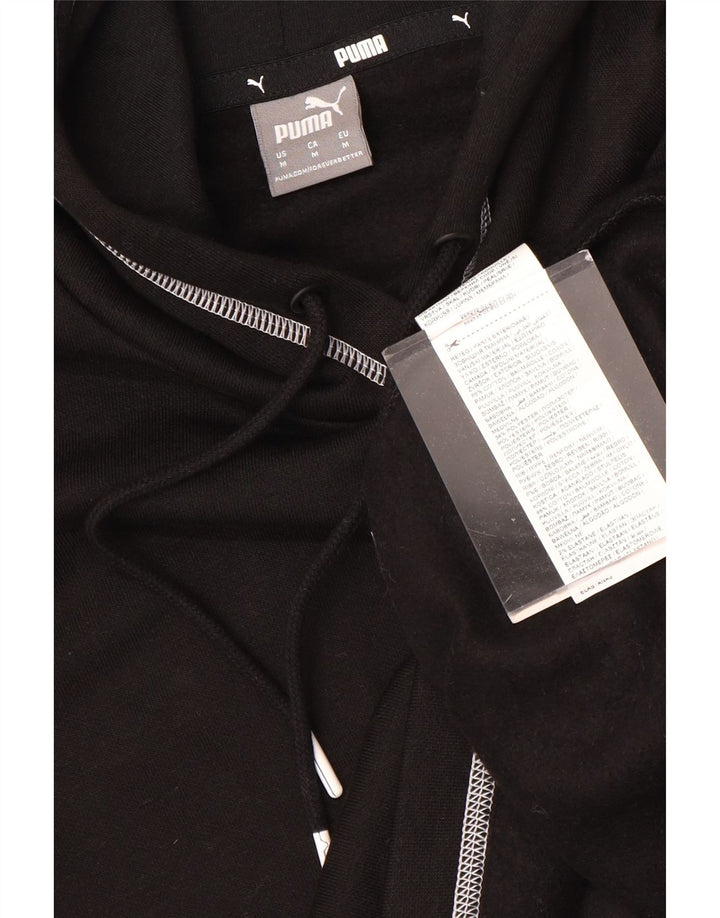 PUMA Womens Oversized Graphic Hoodie Jumper UK 14 Medium Black Cotton