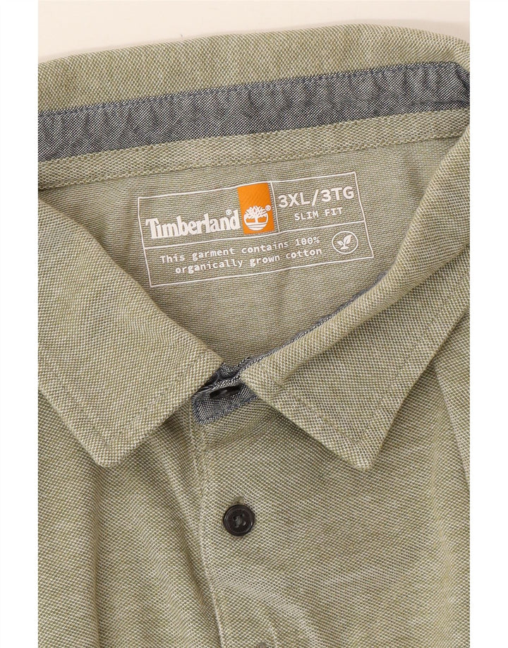 TIMBERLAND Mens Slim Fit Polo Shirt 3XL Green Cotton