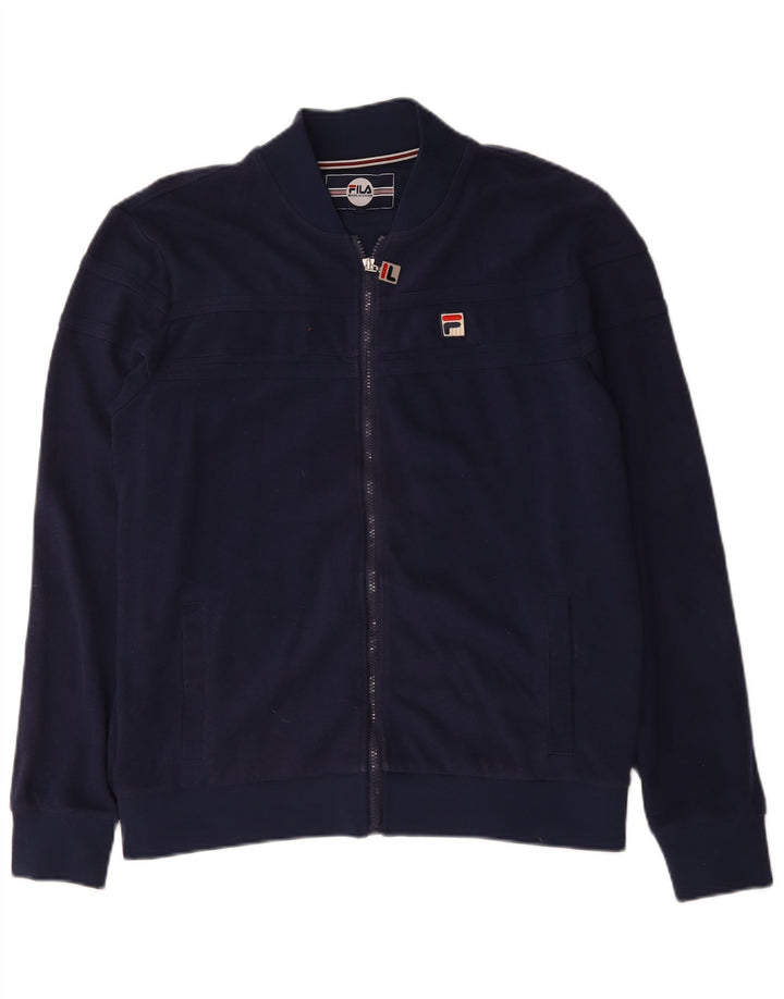 Fila Mens Tracksuit Top Jacket Large Navy Blue Cotton