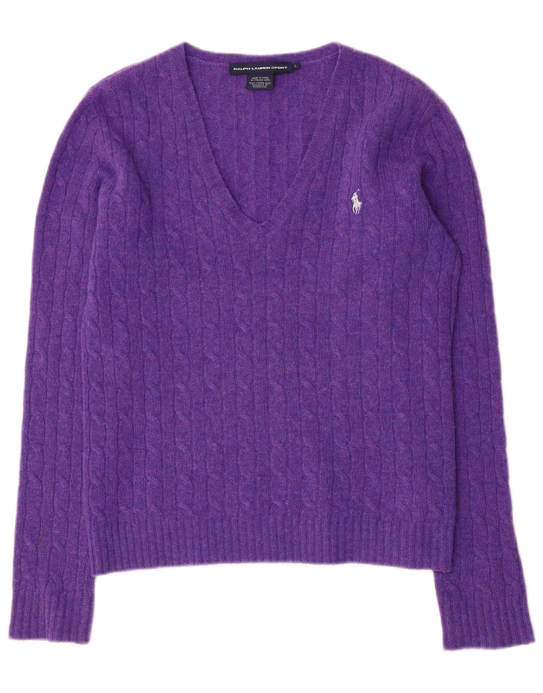 Ralph Lauren Womens V-Neck Jumper Sweater UK 14 Large Purple Wool
