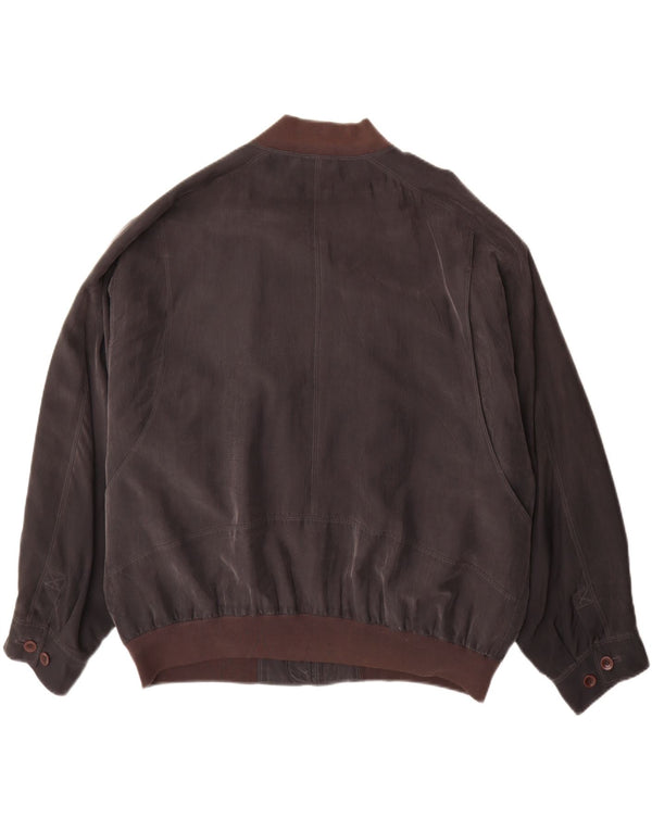 Vintage Mens Bomber Jacket UK 42 XL Brown Silk