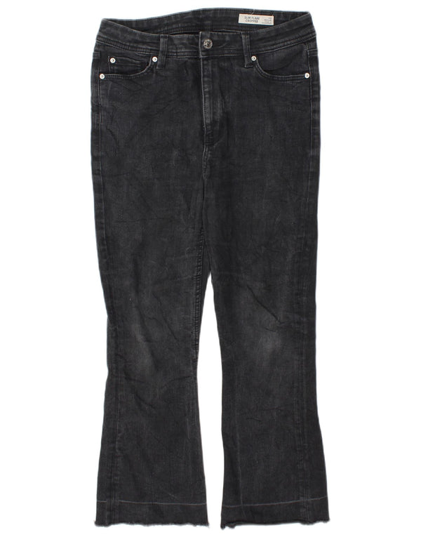 Marks & Spencer Womens Slim Flare Cropped Jeans UK 10 Small W27 L23 Black