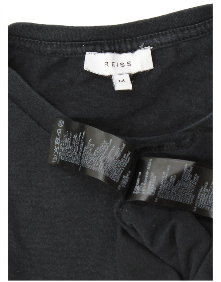 Reiss Mens T-Shirt Top Medium Black Cotton