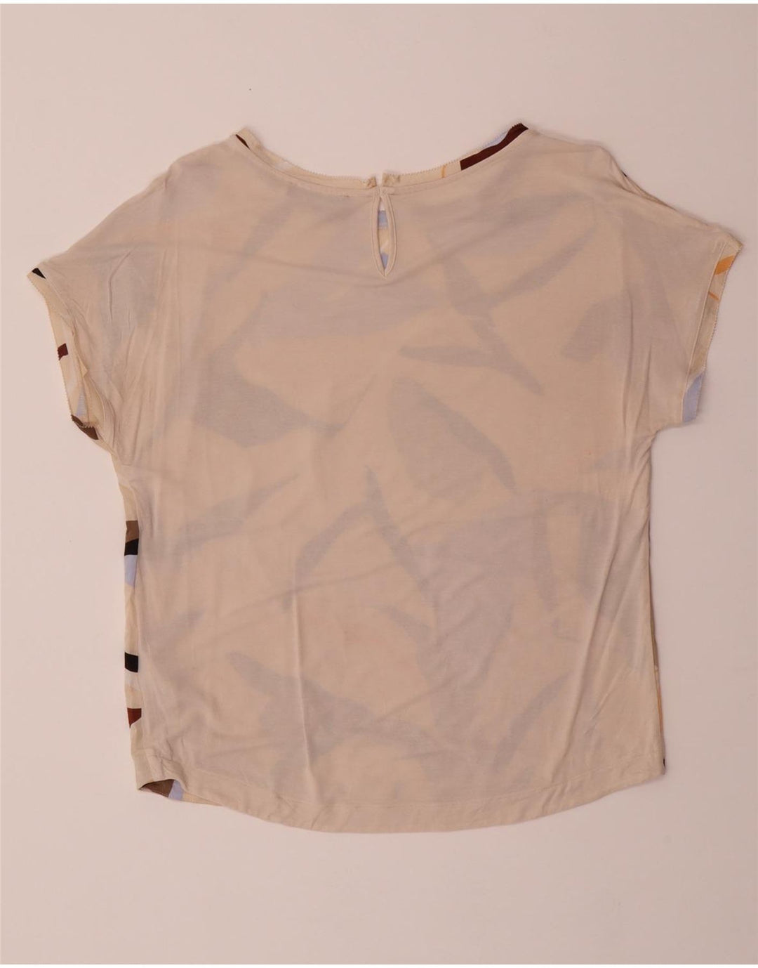 MARKS & SPENCER Womens Oversized T-Shirt Top UK 8 Small Beige Geometric