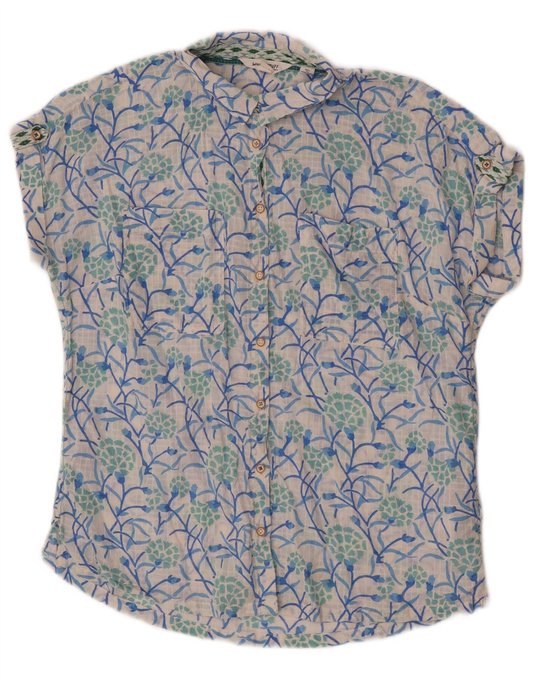 White Stuff Womens Short Sleeve Shirt UK 12 Medium Floral Cotton