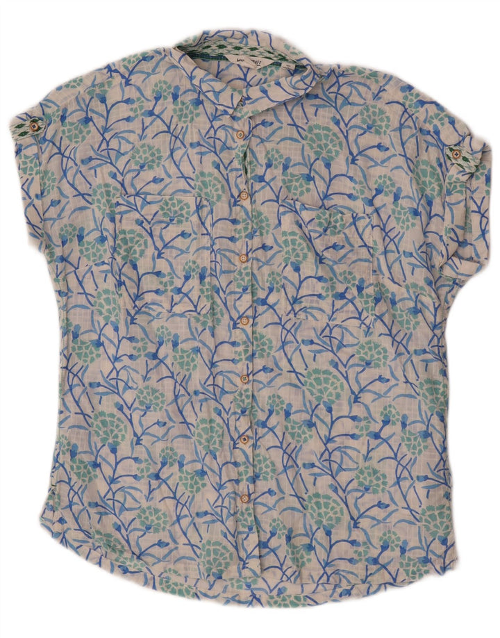 White Stuff Womens Short Sleeve Shirt UK 12 Medium Floral Cotton