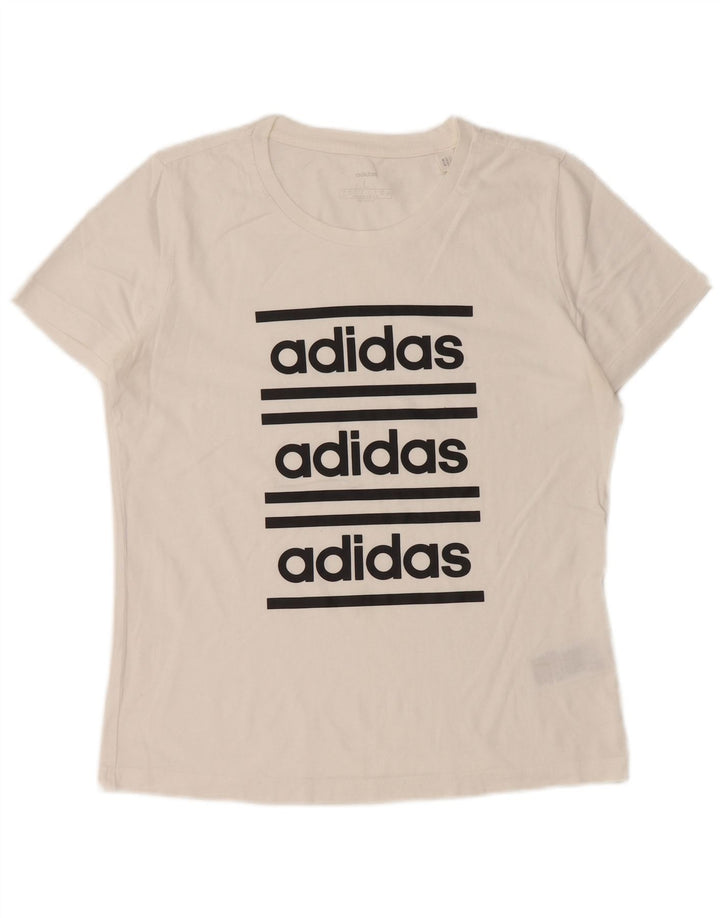 ADIDAS Womens Graphic T-Shirt Top UK 16/18 Large White Cotton