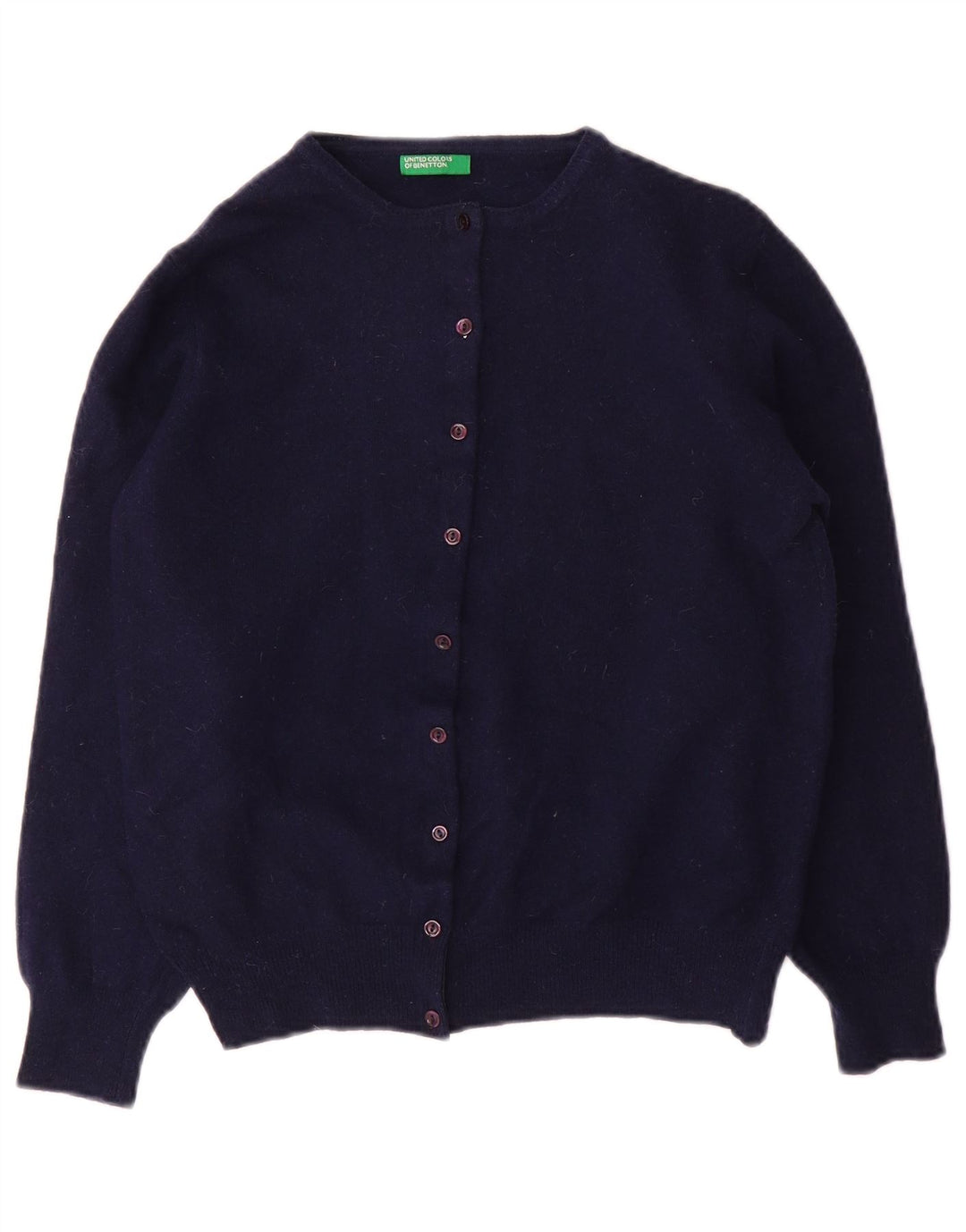 BENETTON Girls Cardigan Sweater 15-16 Years Small Navy Blue Wool