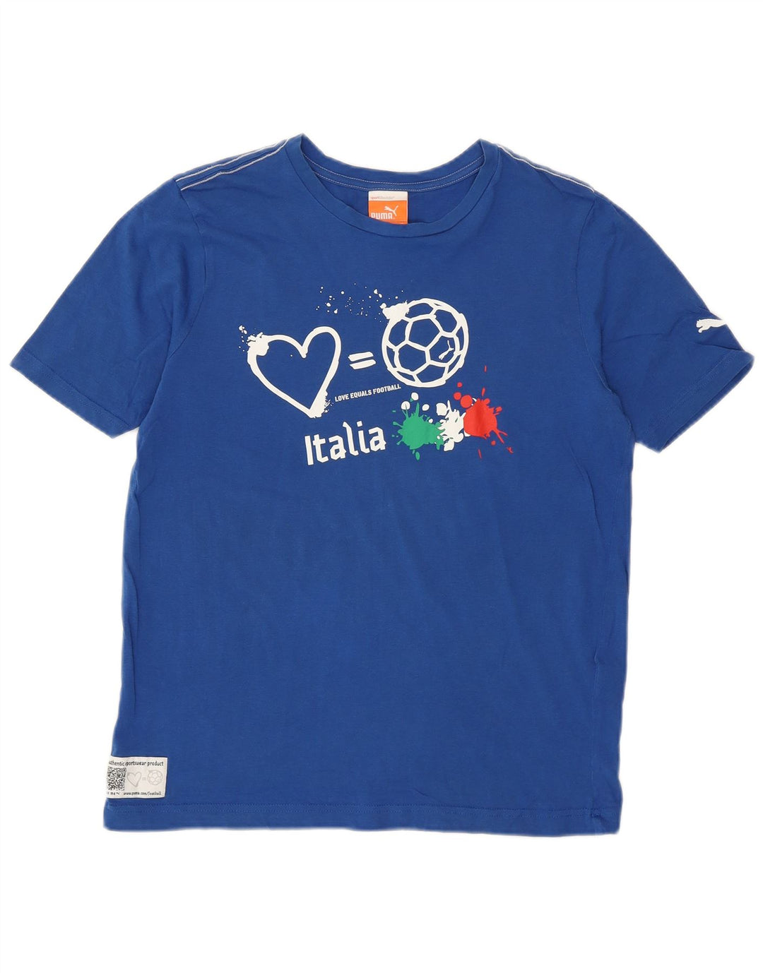PUMA Boys Italia Graphic T-Shirt Top 13-14 Years Blue Cotton