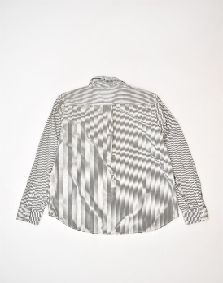 J. CREW Womens Pullover Shirt UK 10 Small Grey Pinstripe Cotton | Vintage | Thrift | Second-Hand | Used Clothing | Messina Hembry 