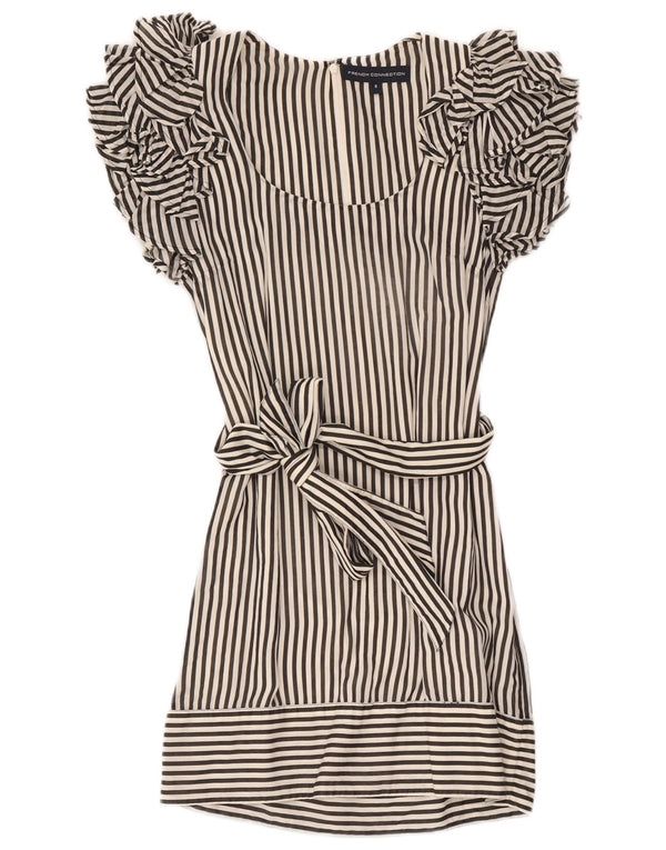 French Connection Womens Tunic Dress UK 8 Small Black Striped Cotton