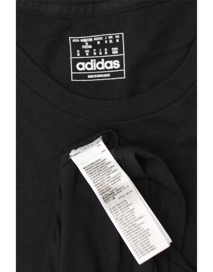 Adidas Mens T-Shirt Top Medium Black Cotton