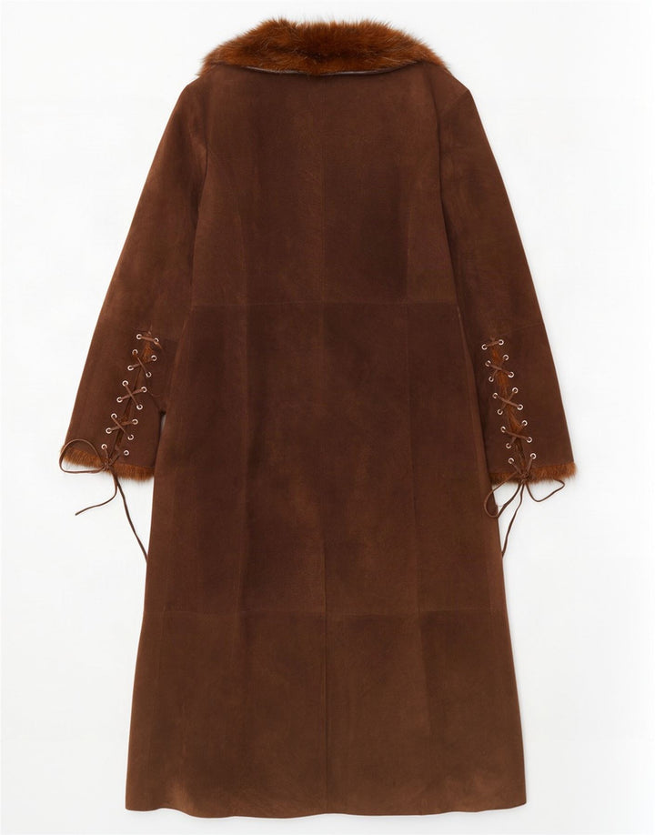 Conbipel Womens Suede Overcoat IT 48 XL Brown Leather