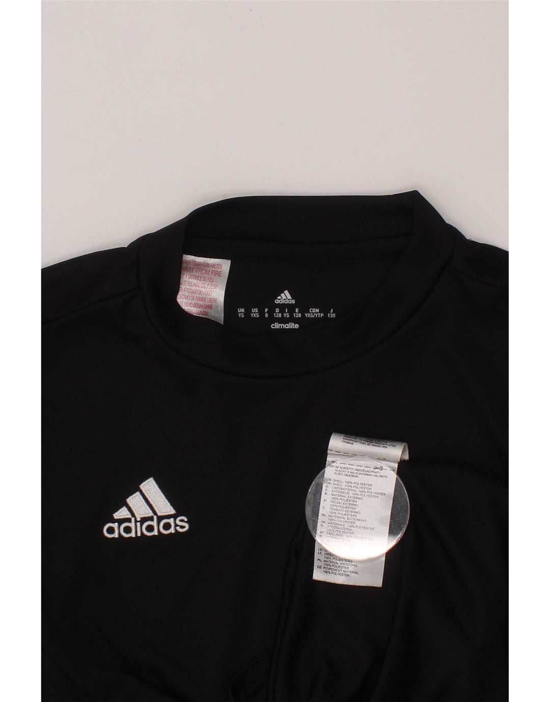 ADIDAS Boys Climalite T-Shirt Top 7-8 Years Small Black Polyester Vintage Adidas and Second-Hand Adidas from Messina Hembry 