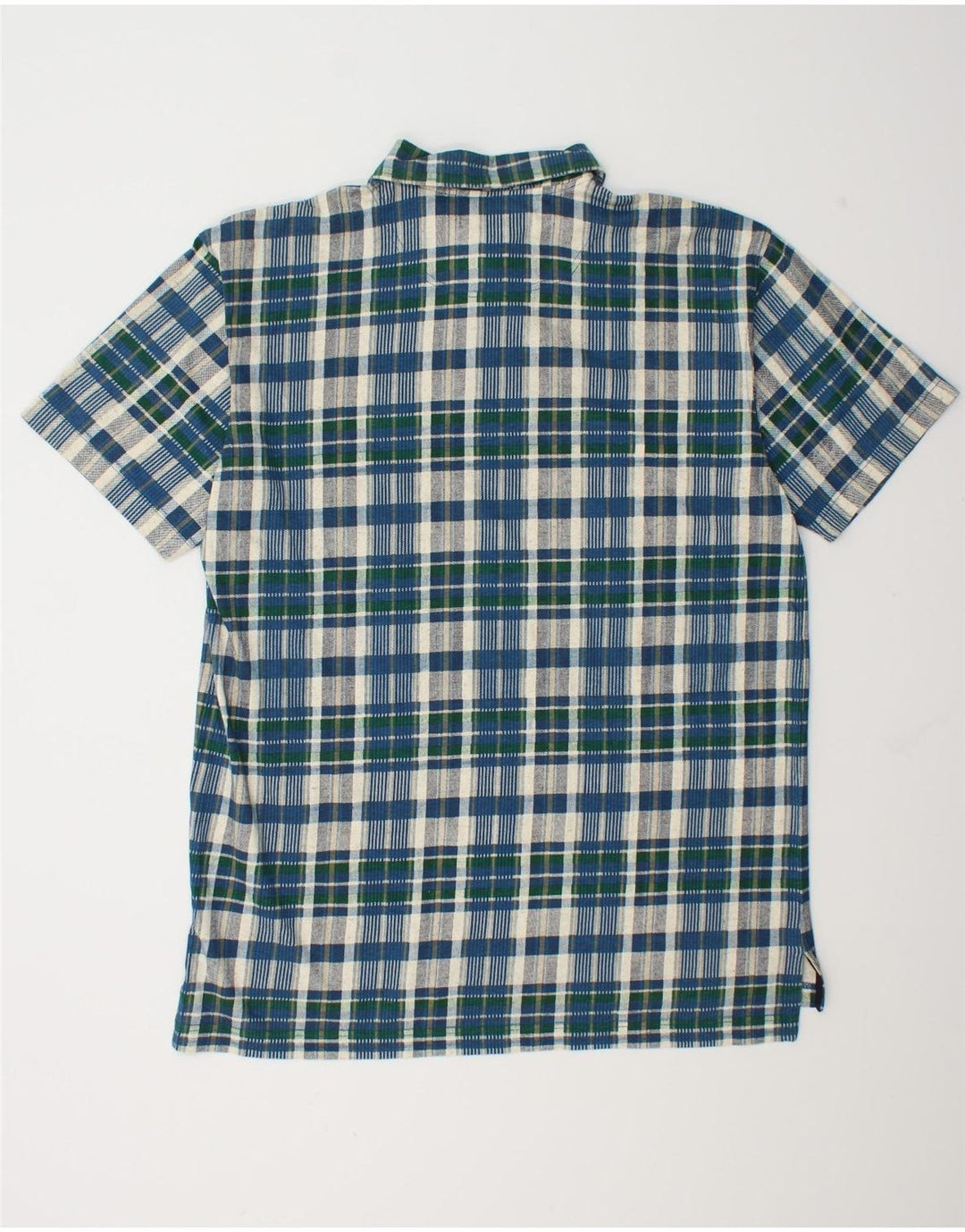 Dockers Mens Short Sleeve Pullover Shirt Medium Blue Check Cotton