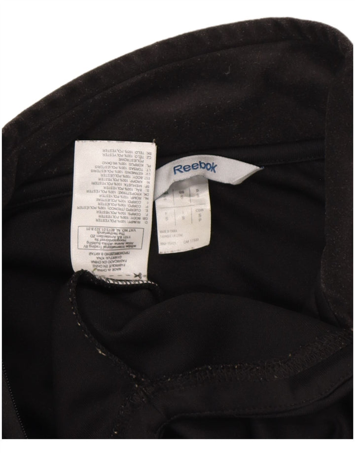 REEBOK Mens Graphic Zip Neck Pullover Tracksuit Top Small Black Polyester