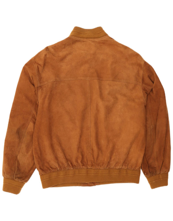 Vintage Mens Suede Bomber Jacket IT 56 3XL Brown Leather