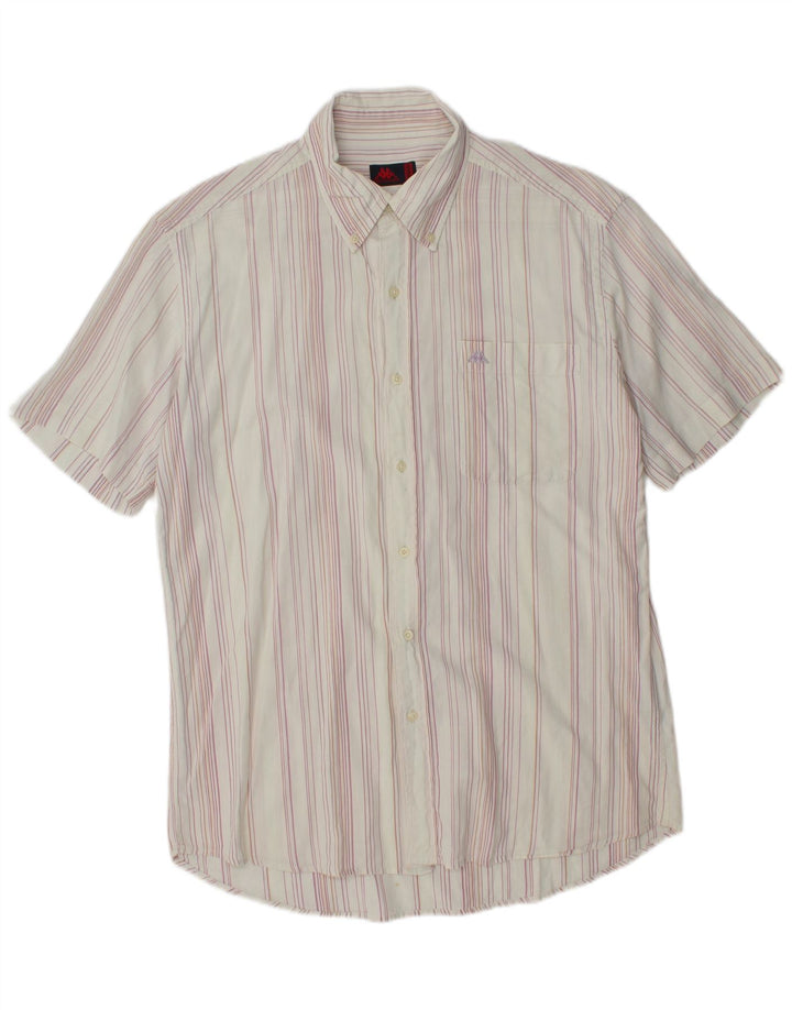 KAPPA Mens Short Sleeve Shirt Medium White Striped Cotton