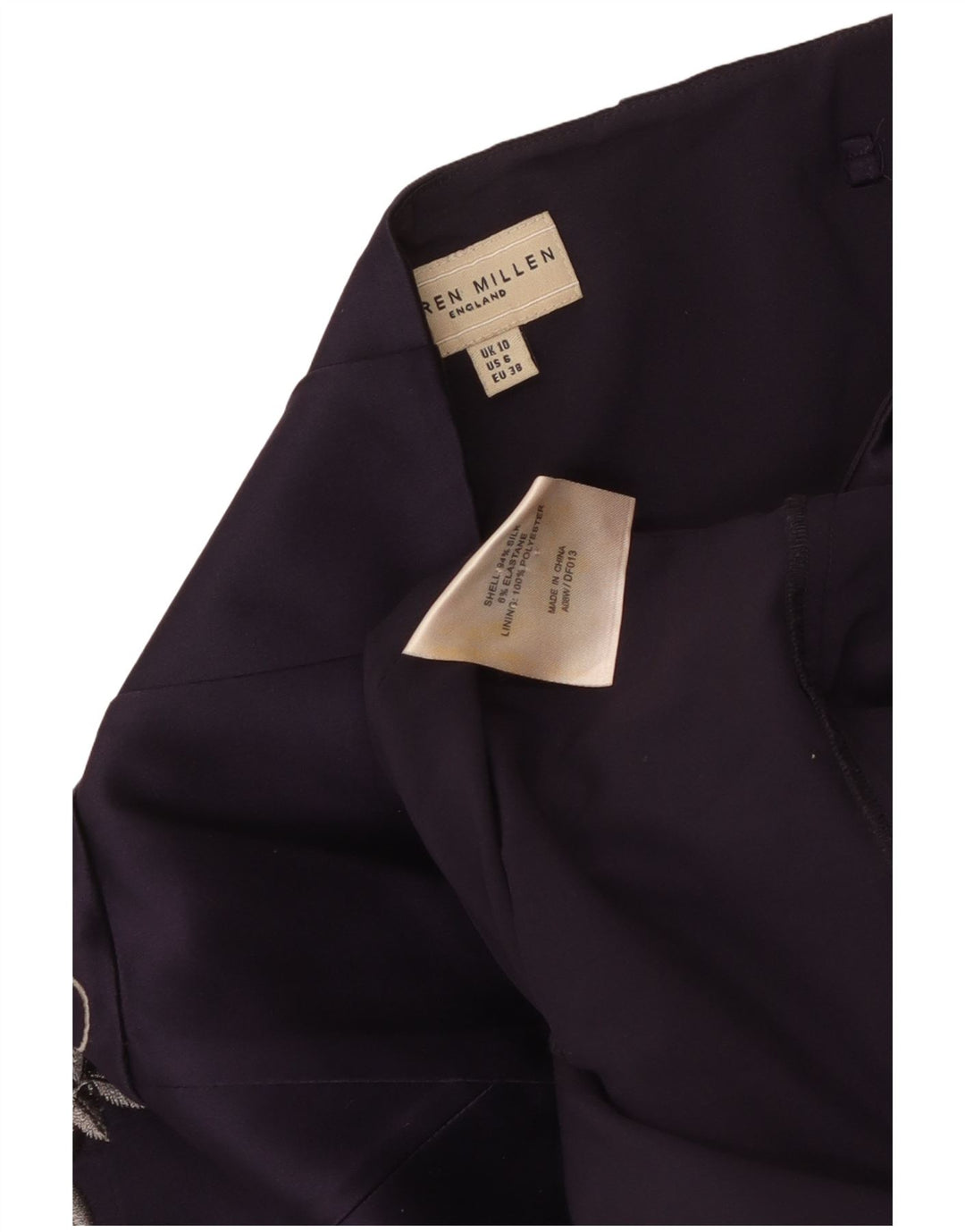 KAREN MILLEN Womens Strapless Dress UK 10 Small  Purple Floral Silk