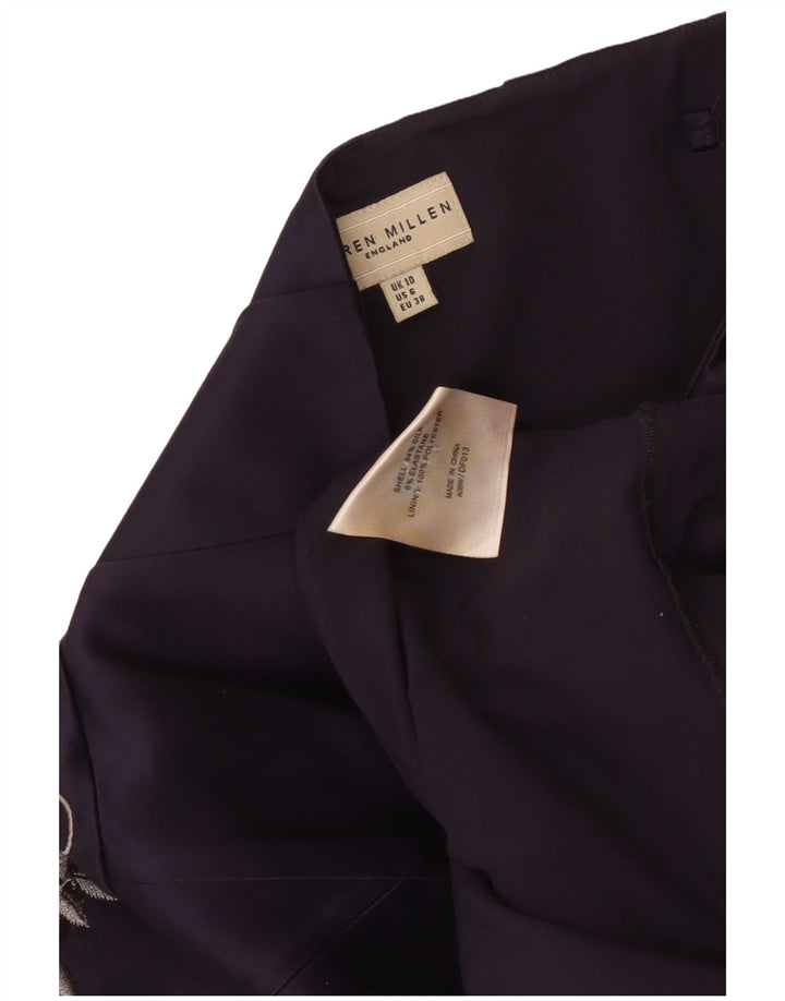 KAREN MILLEN Womens Strapless Dress UK 10 Small  Purple Floral Silk