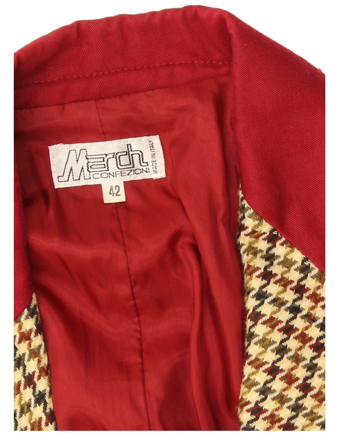 Vintage Womens 2 Button Blazer Jacket IT 42 Medium Beige Houndstooth