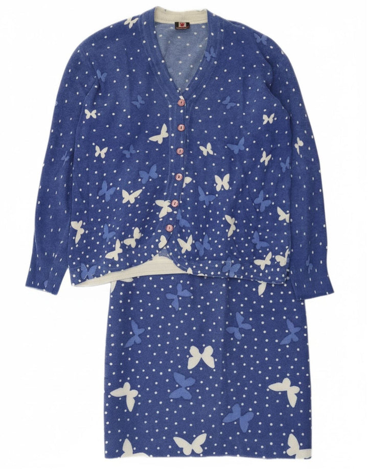 Heron Womens 2 Piece Skirt Set UK 14 Medium W34 Blue Spotted Butterfly
