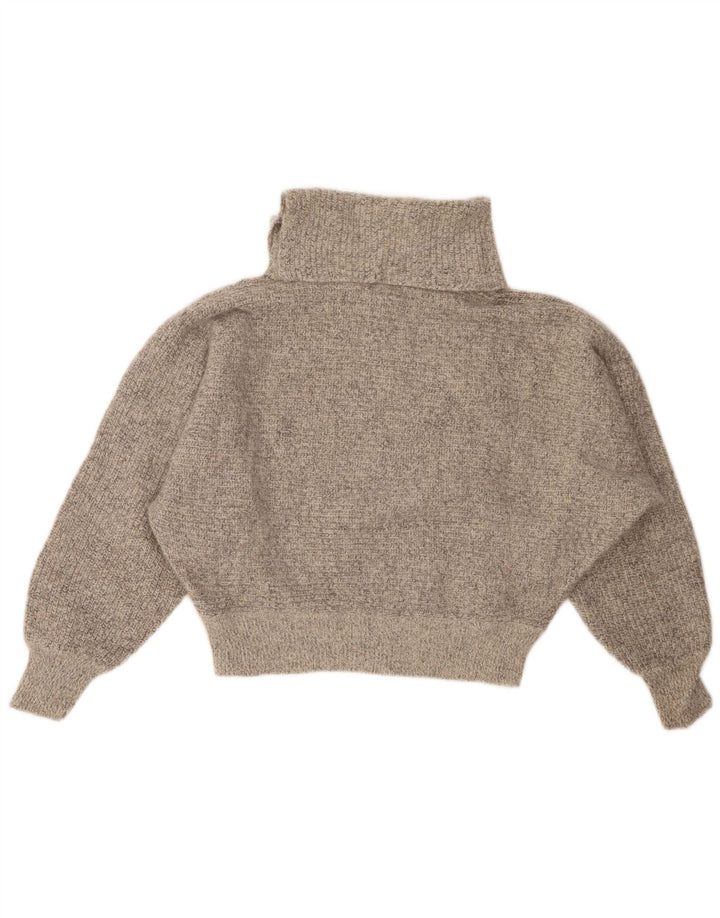 BAGARRY Womens Crop Roll Neck Jumper Sweater UK 14 Large Grey Flecked