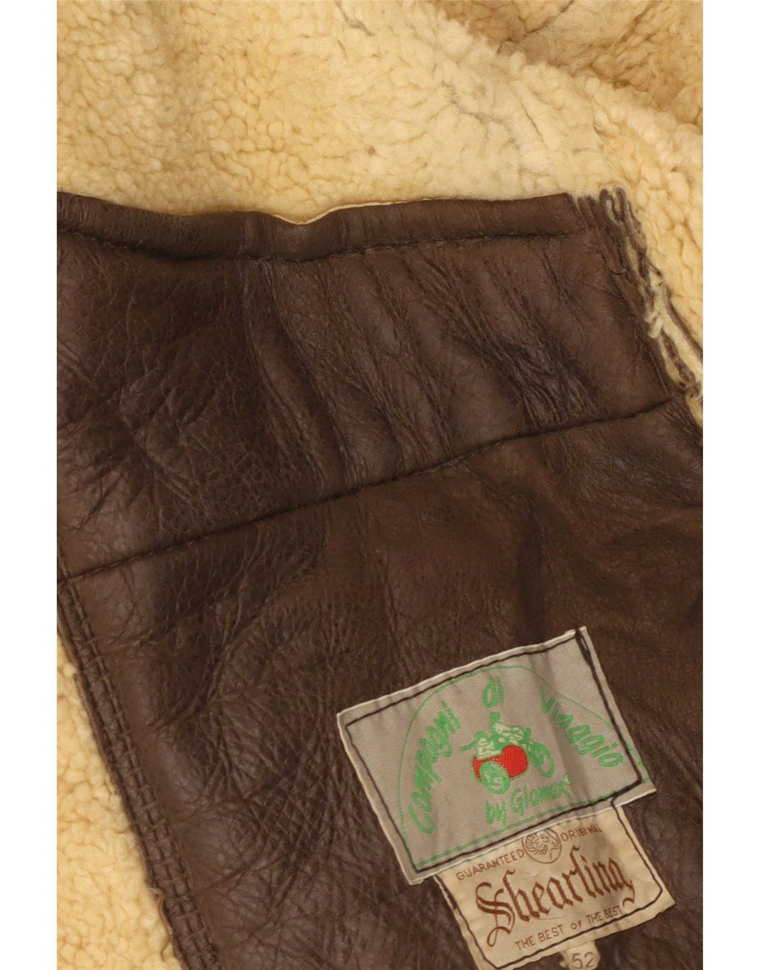 Vintage Mens Shearling Jacket IT 52 XL Brown