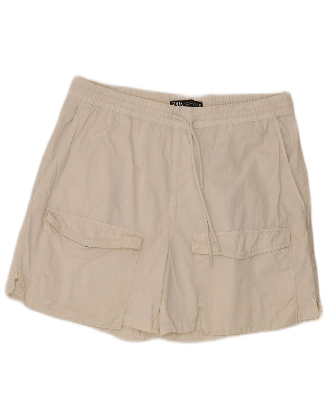 ZARA Mens Cargo Shorts Large W32 White Cotton