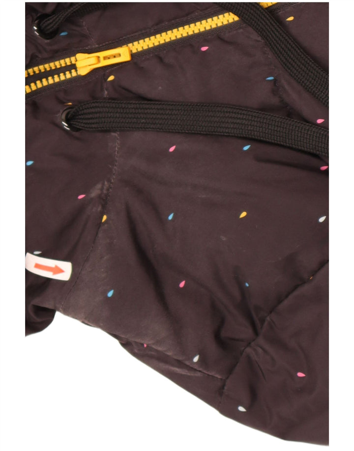 Adidas Womens Hooded Padded Jacket UK 14 Medium Black Spotted Polyester