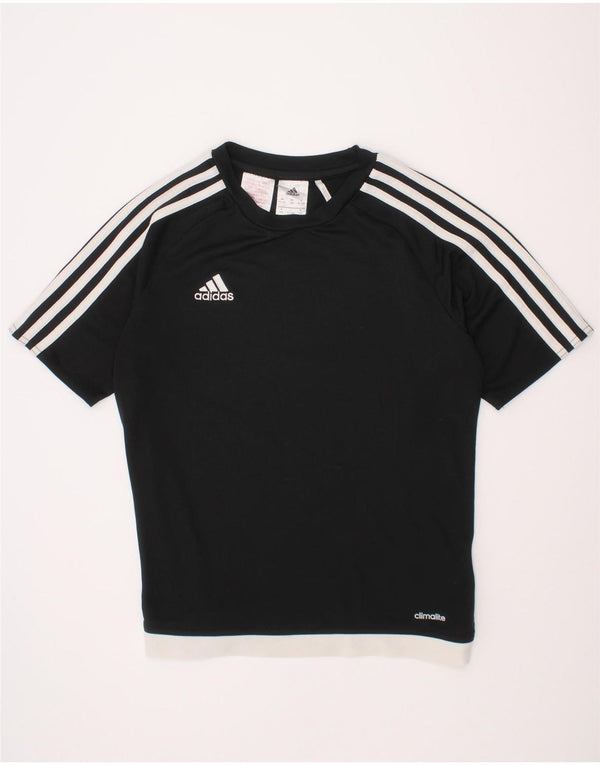 ADIDAS Boys Climalite T-Shirt Top 11-12 Years Black Colourblock Polyester