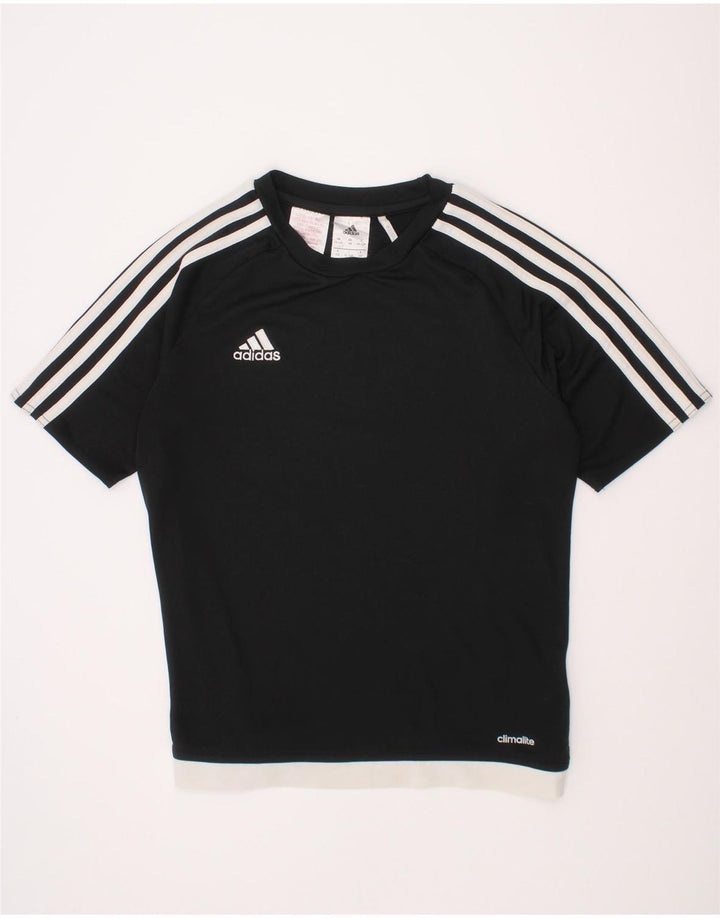 ADIDAS Boys Climalite T-Shirt Top 11-12 Years Black Colourblock Polyester