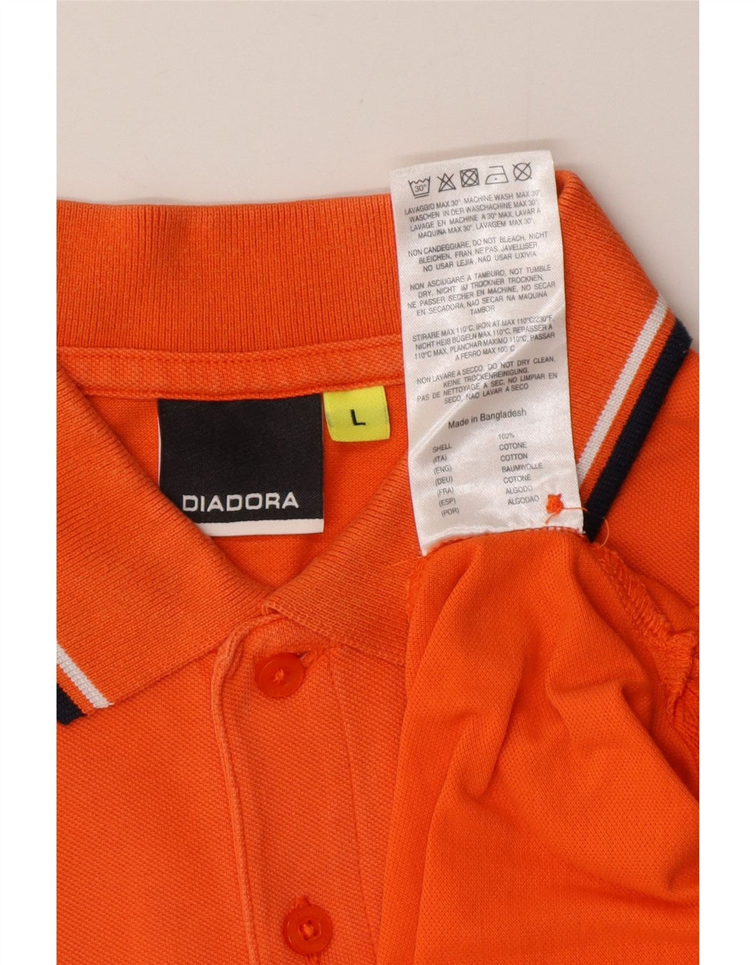 DIADORA Mens Polo Shirt Large Orange Cotton