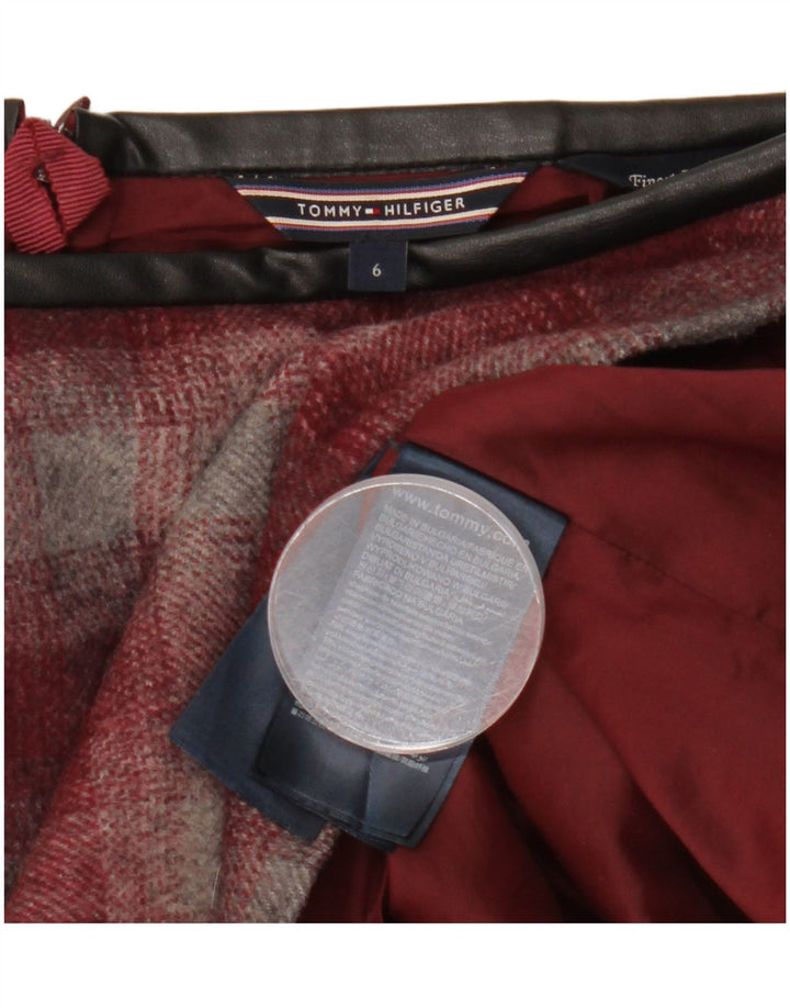 Tommy Hilfiger Womens Mini Skirt US 6 Medium W30  Burgundy Check Wool